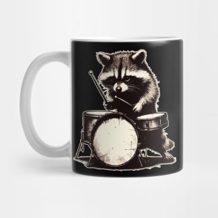 Raccoon drummer vintage Mug